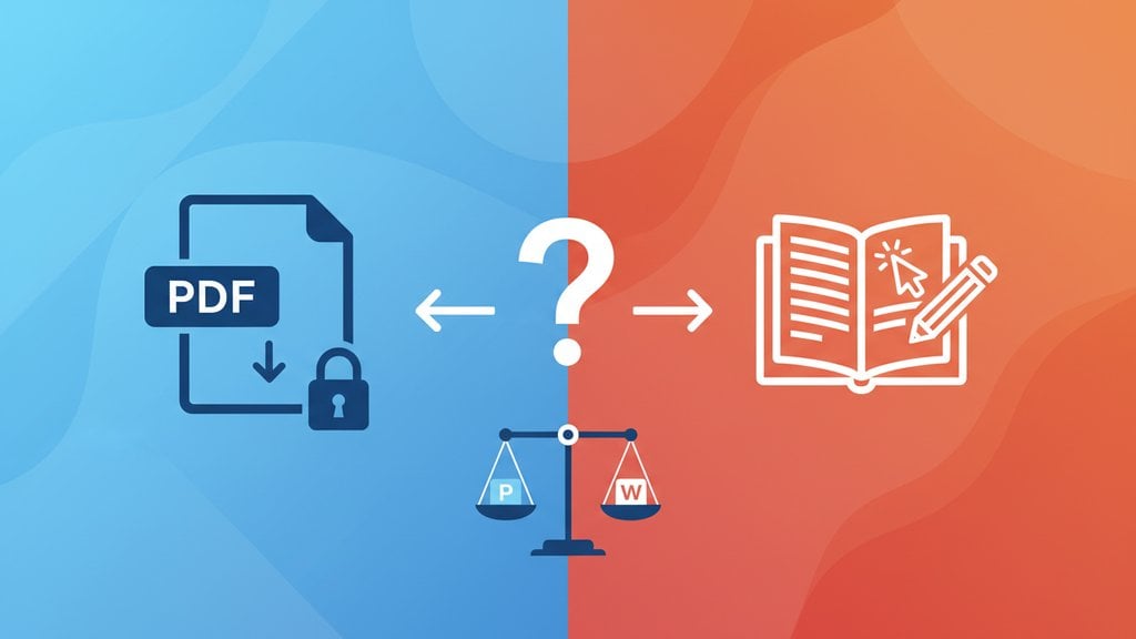 PDF vs Word format comparison guide showing when to use each document format for professional and business use