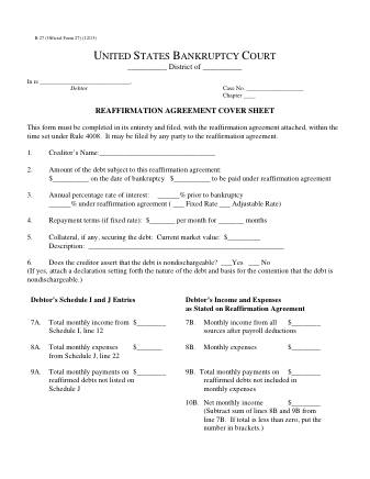 US Courts Form B 27