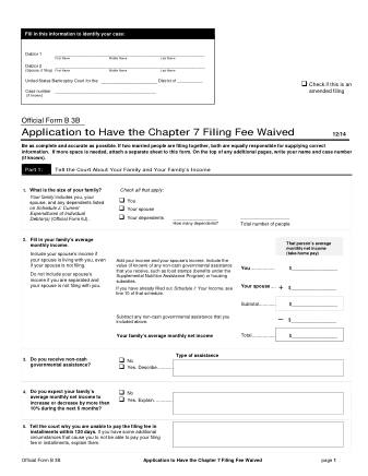 US Courts Form B 3B 0