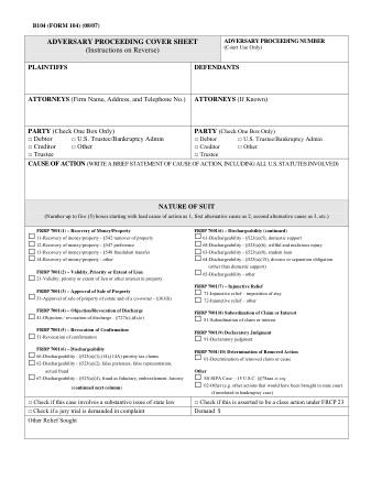 US Courts Form FORM 104 0807