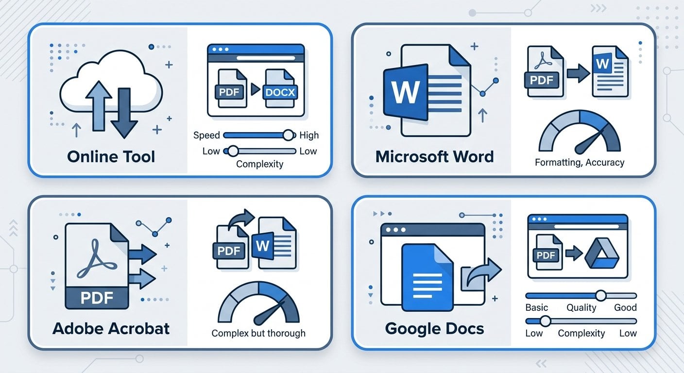 Comparison of methods to convert PDF to Word without losing formatting